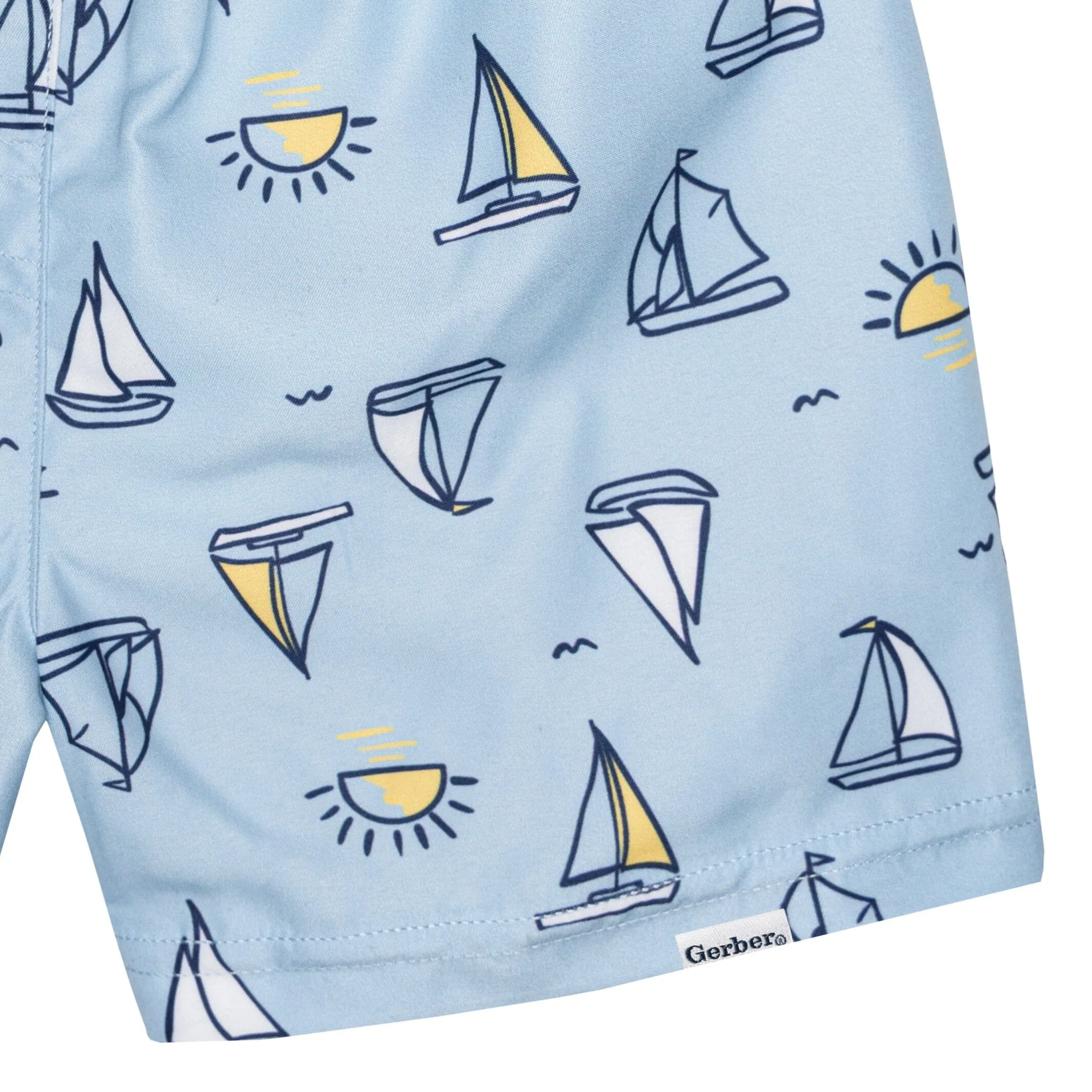 2-Pack Baby & Toddler Boys UPF 50  Sailboats Swim Trunks Gerber Childrenswea