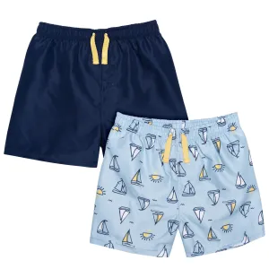 2-Pack Baby & Toddler Boys UPF 50  Sailboats Swim Trunks Gerber Childrenswea
