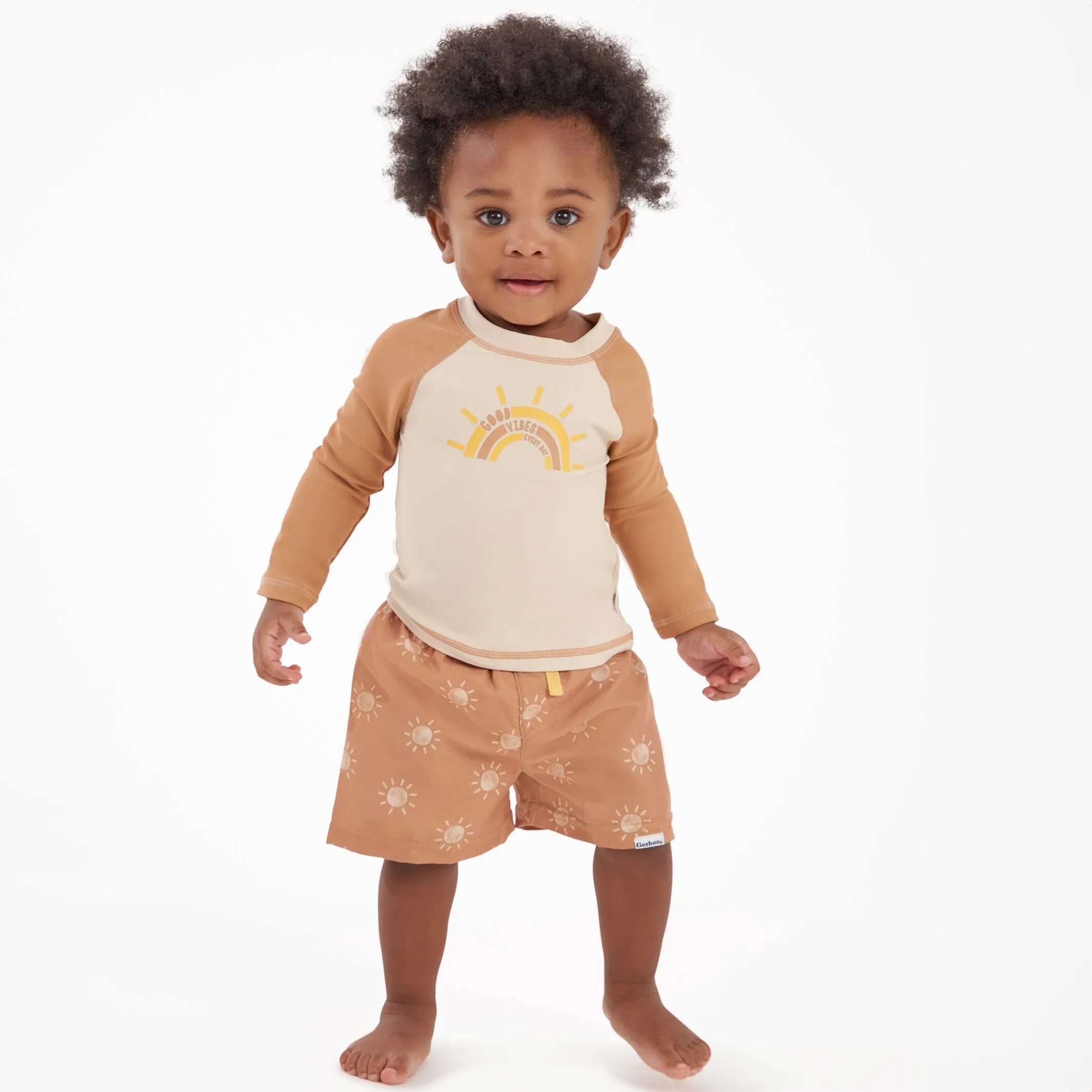 2-Piece Baby & Toddler Boys UPF 50  Suns Rash Guard & Swim Trunks Set Gerber Childrenswea