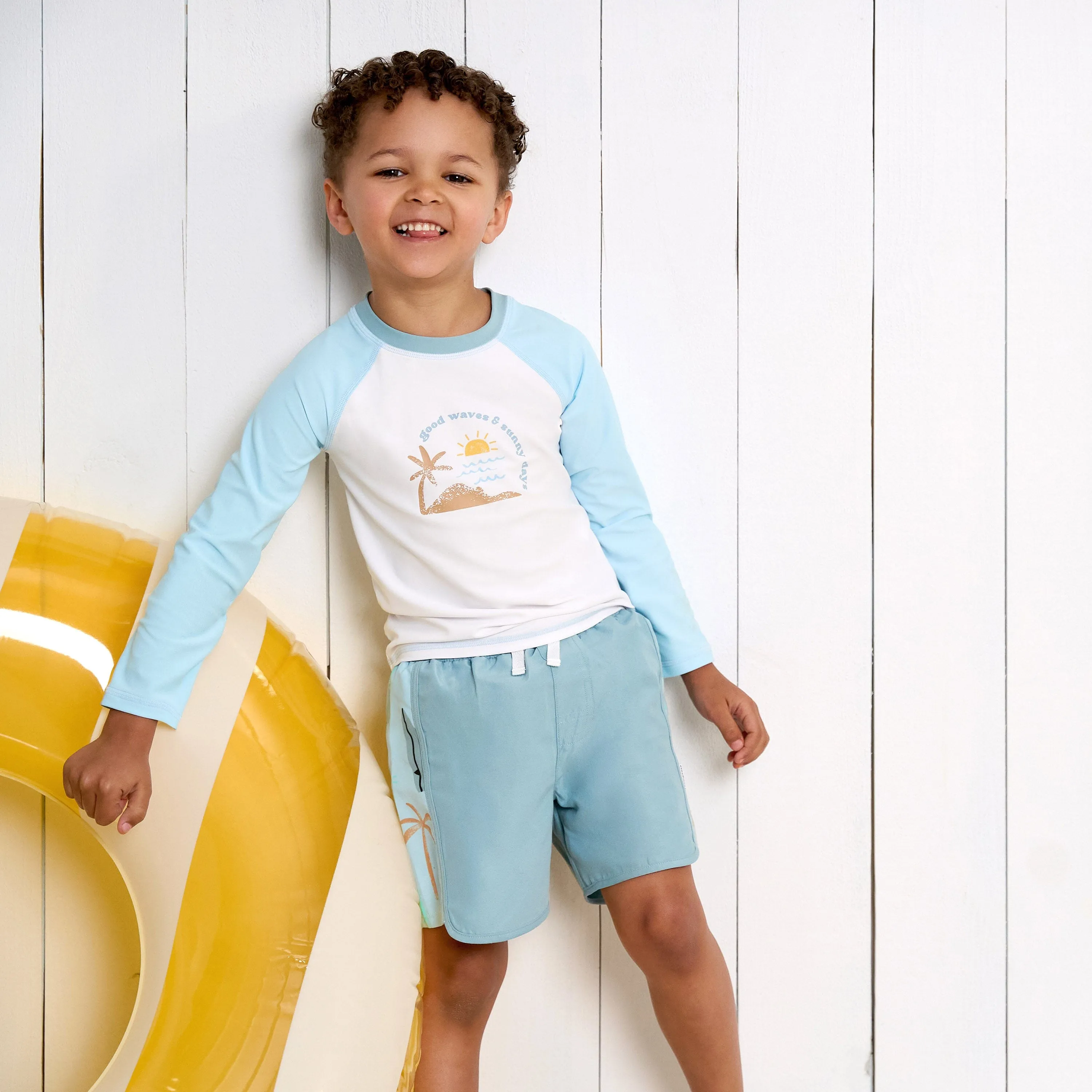 2-Piece Baby & Toddler Boys UPF 50  Surf Rash Guard & Swim Trunks Set Gerber Childrenswea
