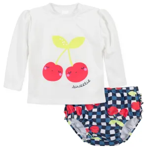 2-Piece Baby & Toddler Girls UPF 50  Cherry Rash Guard & Swim Bottoms Set Gerber Childrenswea