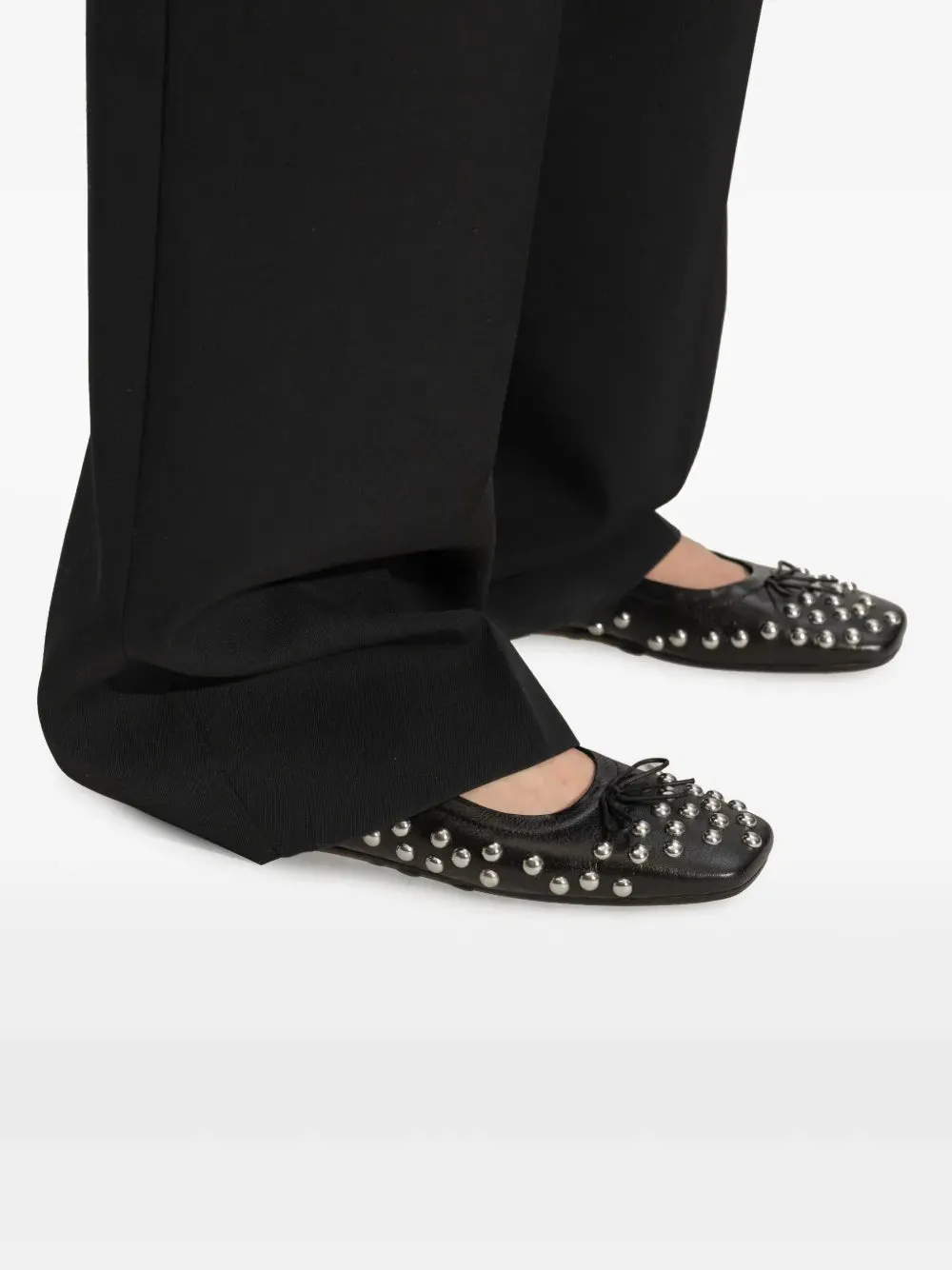 Amy Stud Zip Ballet Flats in Black