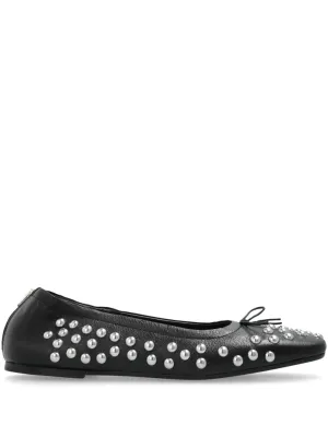 Amy Stud Zip Ballet Flats in Black
