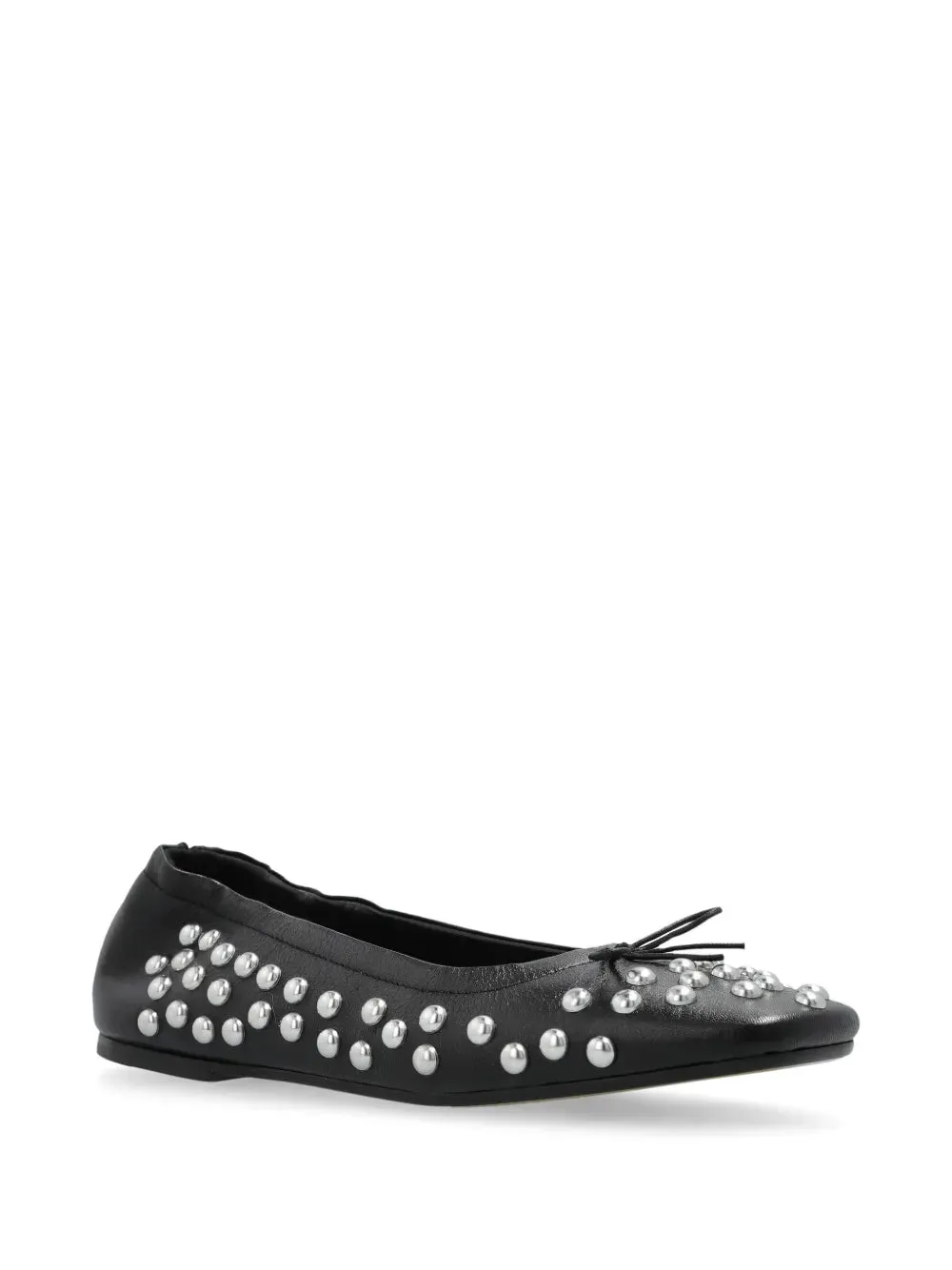 Amy Stud Zip Ballet Flats in Black