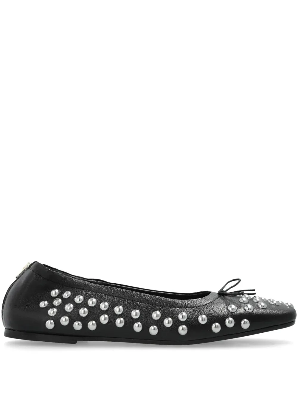 Amy Stud Zip Ballet Flats in Black