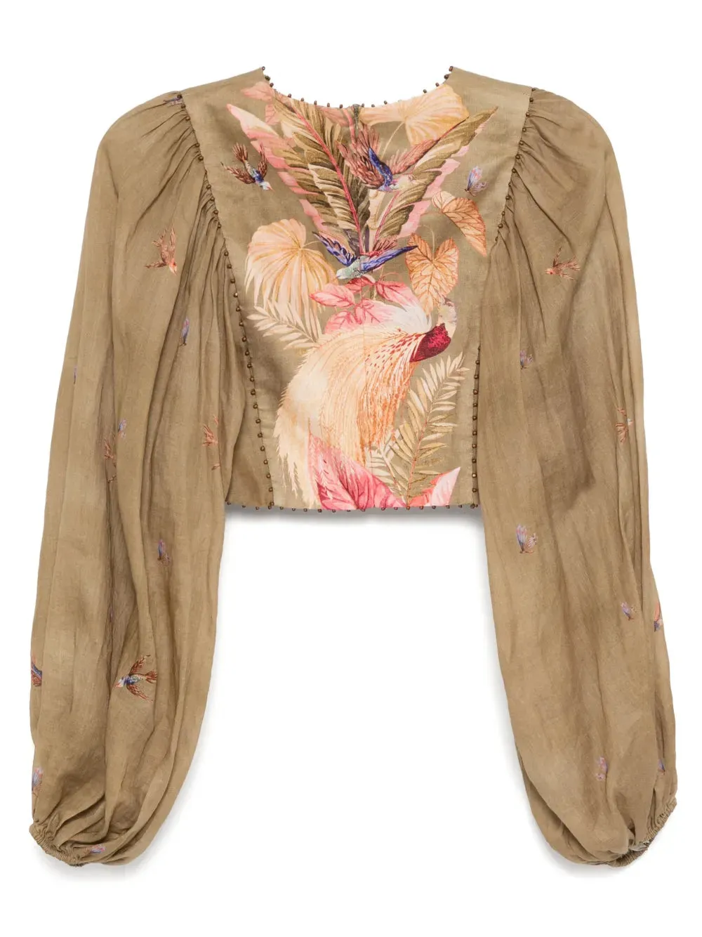 Ascension Cropped Bodice in Khaki Palm Floral