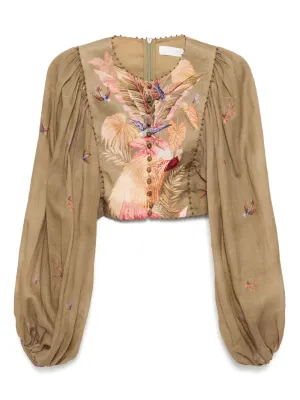 Ascension Cropped Bodice in Khaki Palm Floral