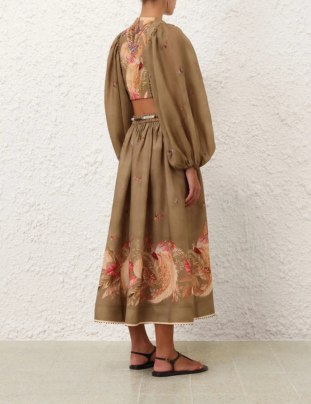 Ascension Cropped Bodice in Khaki Palm Floral