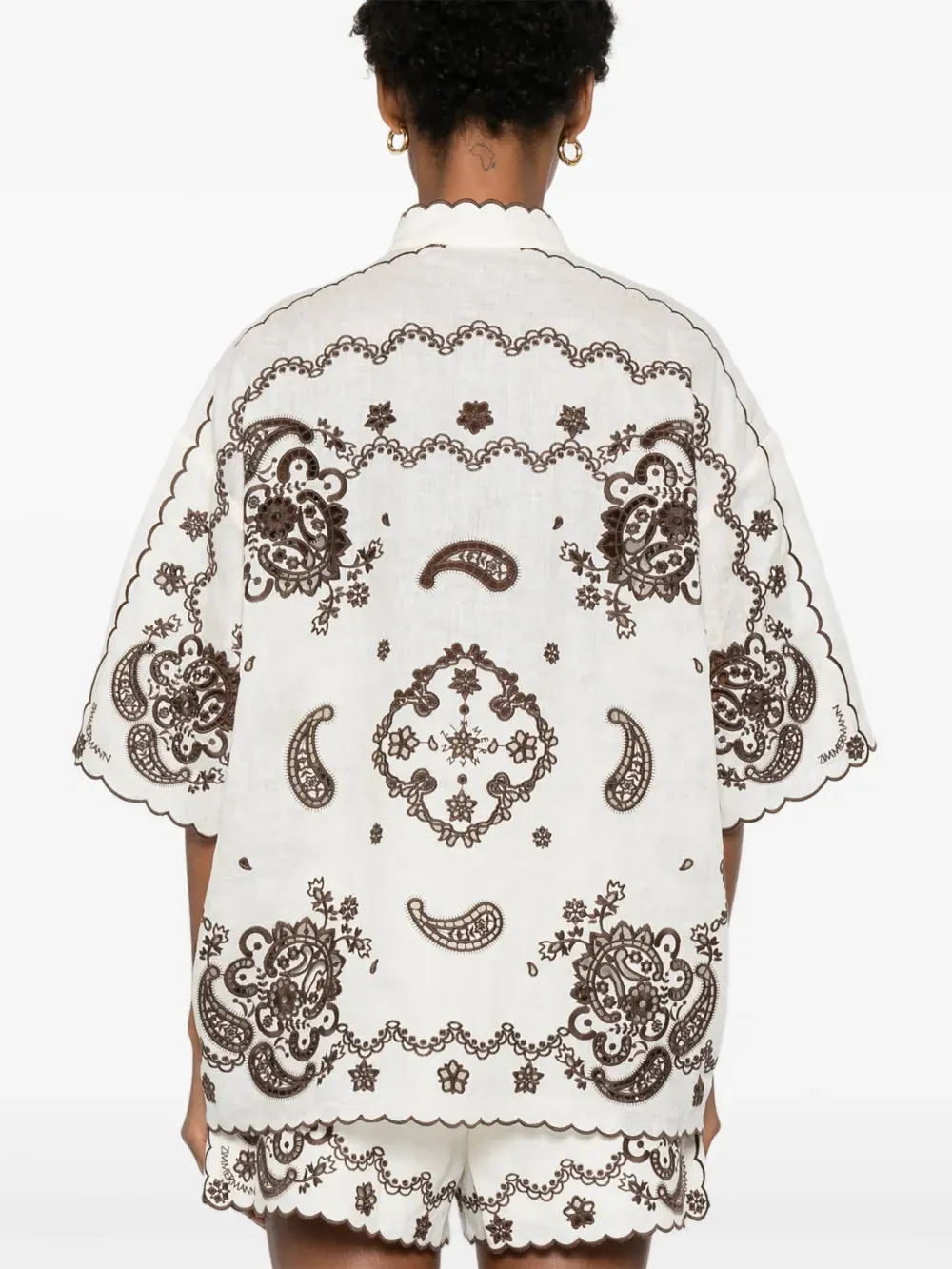 Ascension Embroidered Shirt in Ivory/Chocolate
