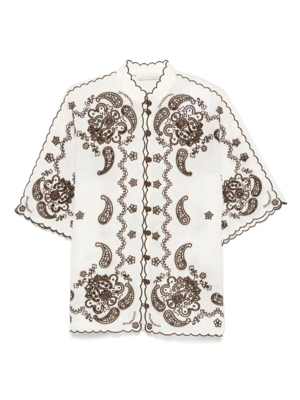 Ascension Embroidered Shirt in Ivory/Chocolate