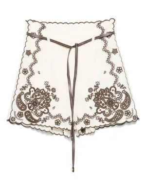 Ascension Embroidered Short in Ivory/Chocolate