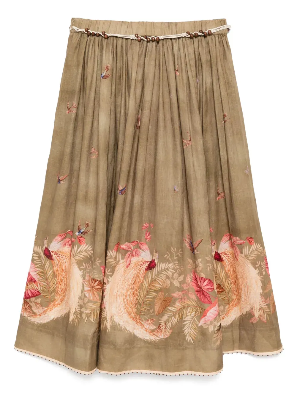 Ascension Midi Skirt in Khaki Palm Floral