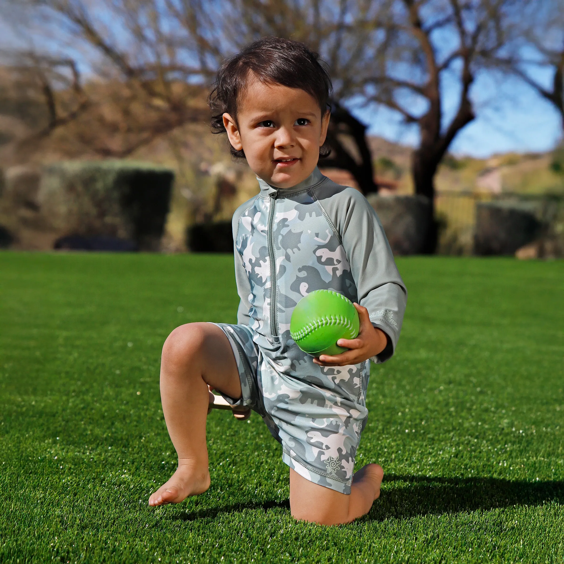 Baby Boy's Long Sleeve Swim Romper