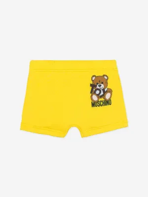 Baby Boys Teddy Logo Swim Shorts in Yellow