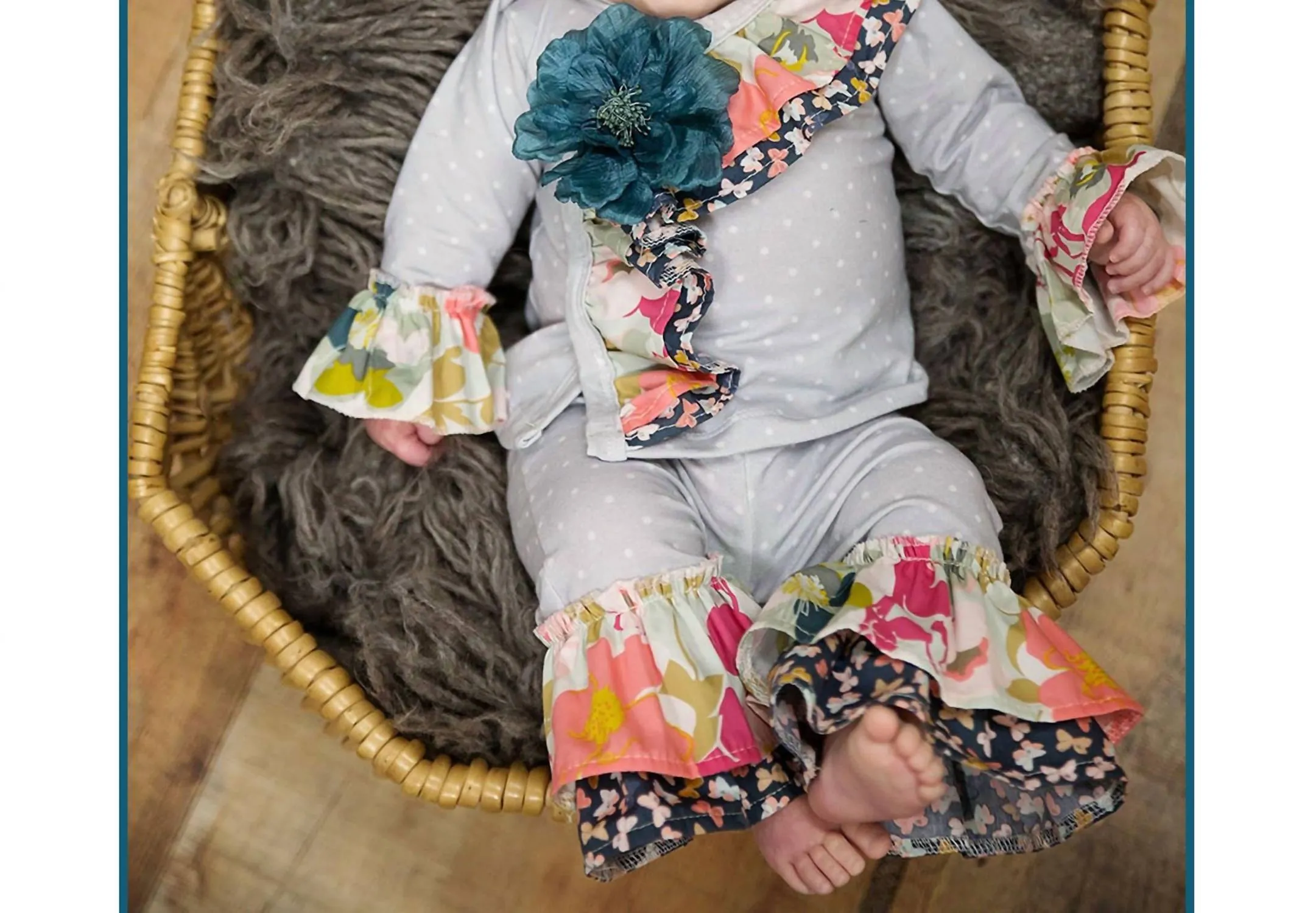 Baby Girls Gracie's Garden 2 Pc. Criss Cross Set In Grey/peach/teal
