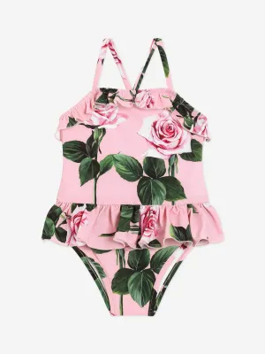 Baby Girls Rose Print Swimsuit in Pink