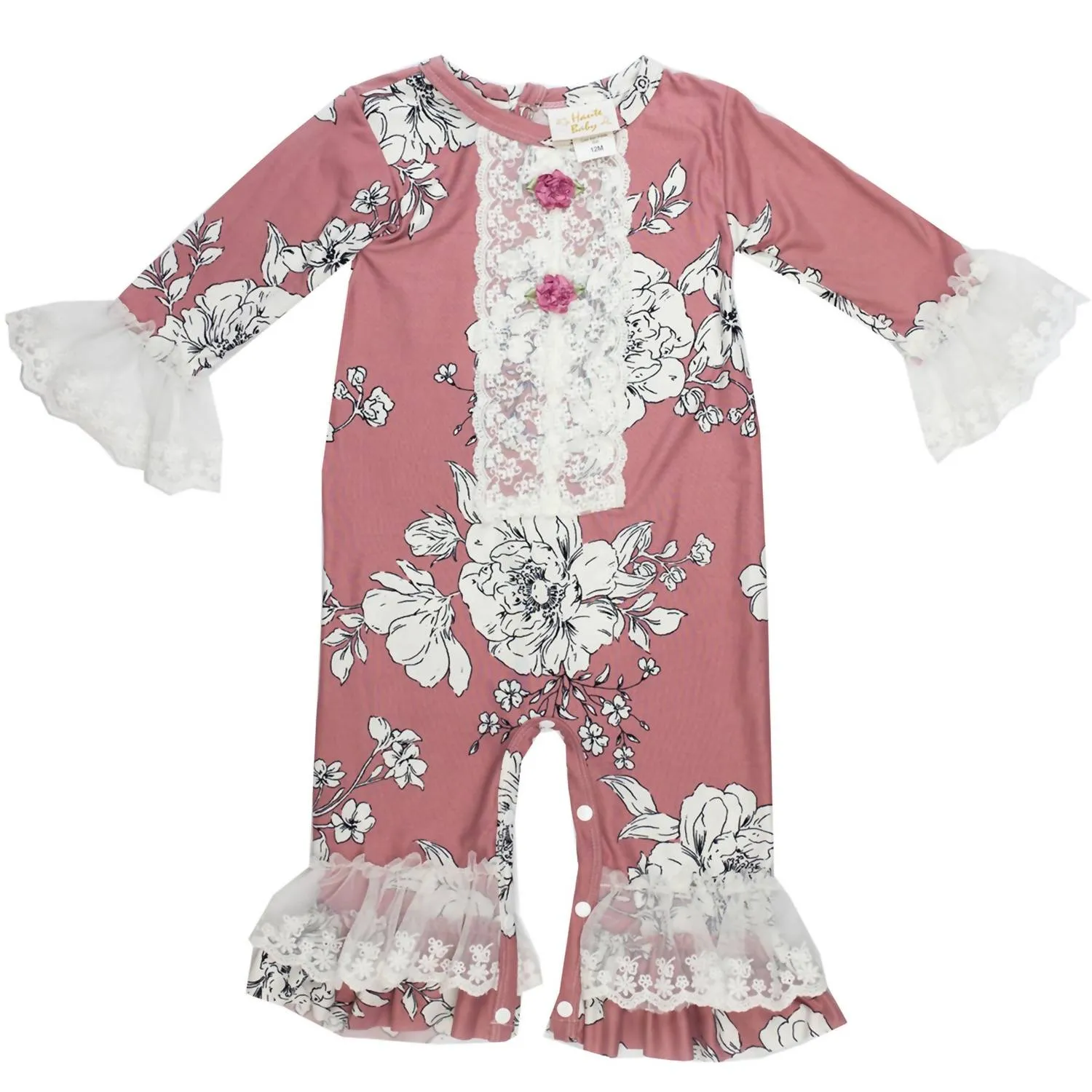 Baby Girls Sweet Blush Romper In Pink/white/grey