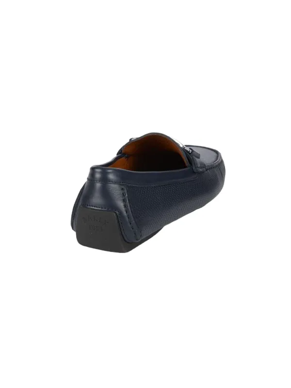 Bally Drulio Men's 6211257 Navy Leather Loafer Shoes