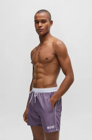 Boss Contrast-Logo Swim Shorts - Men