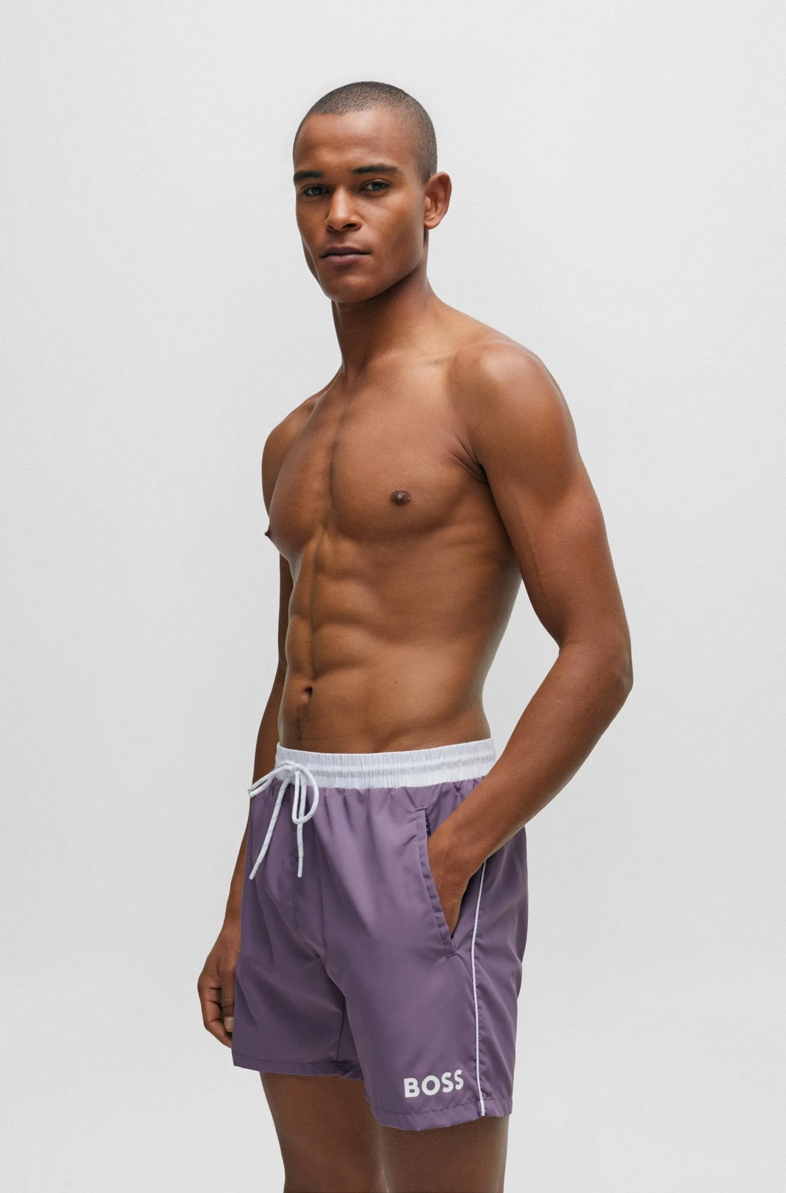 Boss Contrast-Logo Swim Shorts - Men