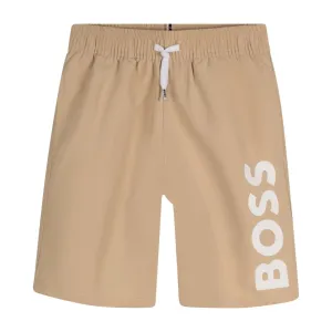 BOSS Kids Printed Logo Stone Swim Shorts