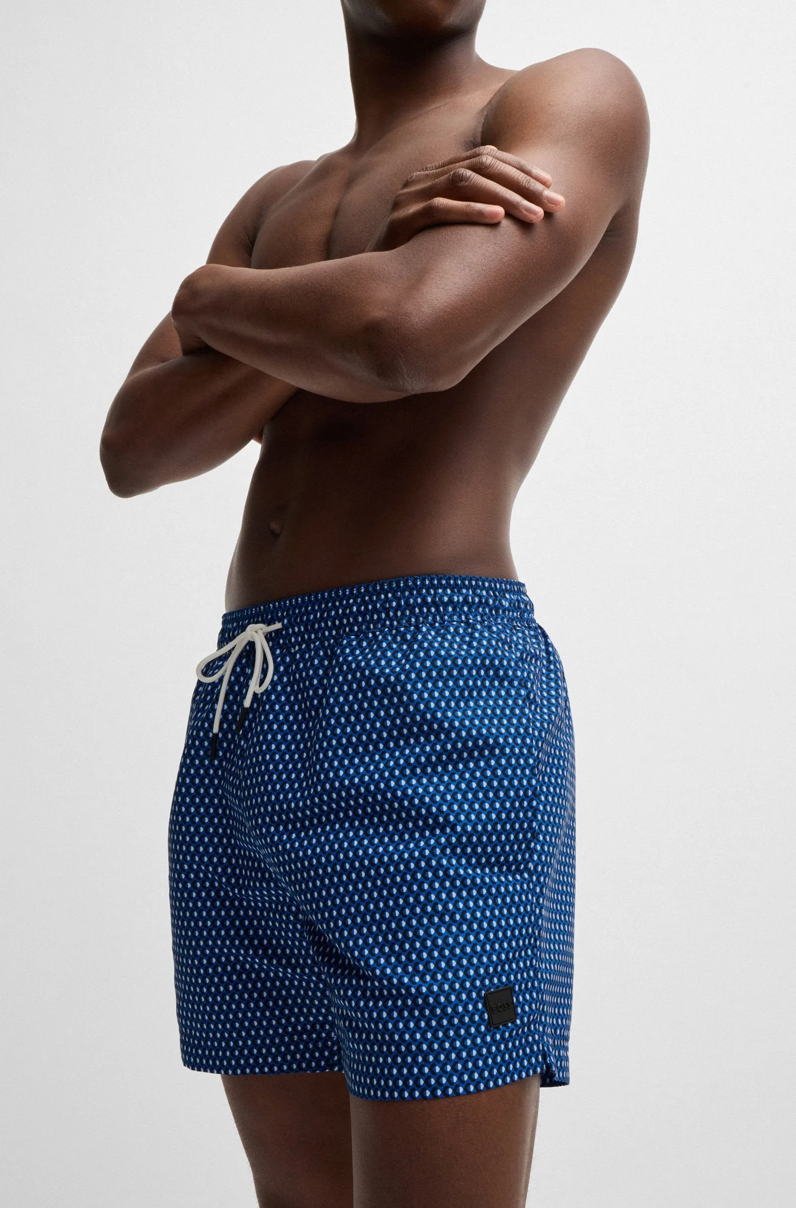 Boss Logo-Label Swim Shorts With Seasonal Pattern - Men
