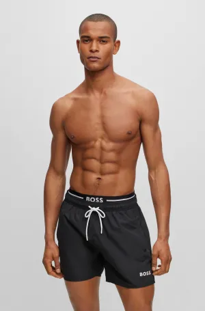 Boss Quick-Dry Swim Shorts In Recycled Fabric With Branding - Men
