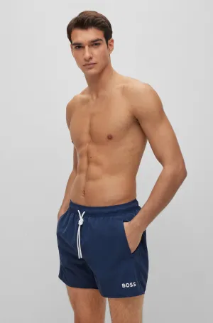 Boss Quick-Dry Swim Shorts In Recycled Fabric With Branding - Men