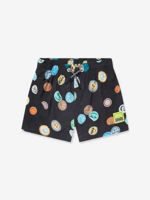 Boys Niko Smile All Over Swim Shorts in Black (UPF50 )