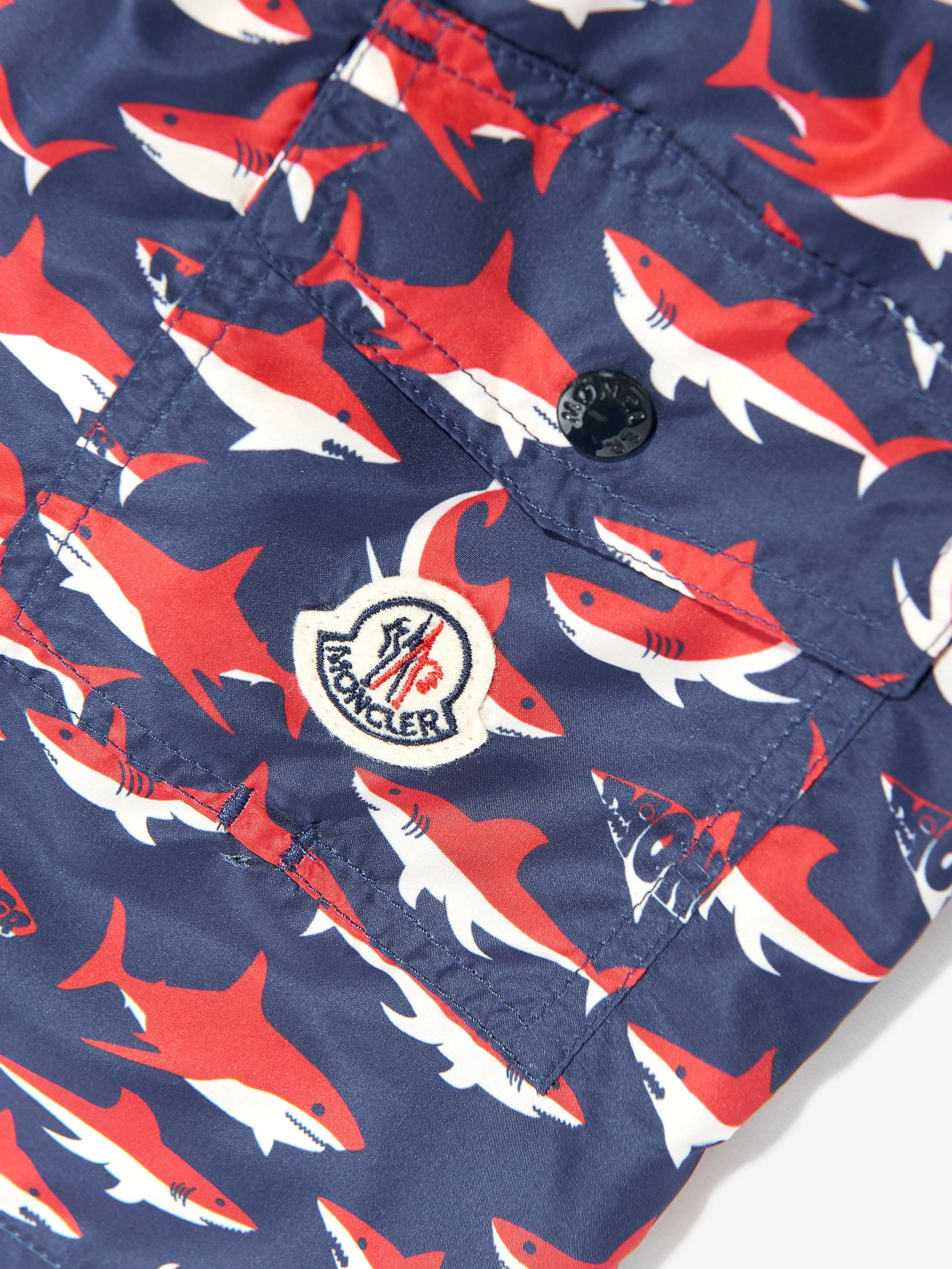 Boys Shark Print Swim Shorts in Blue