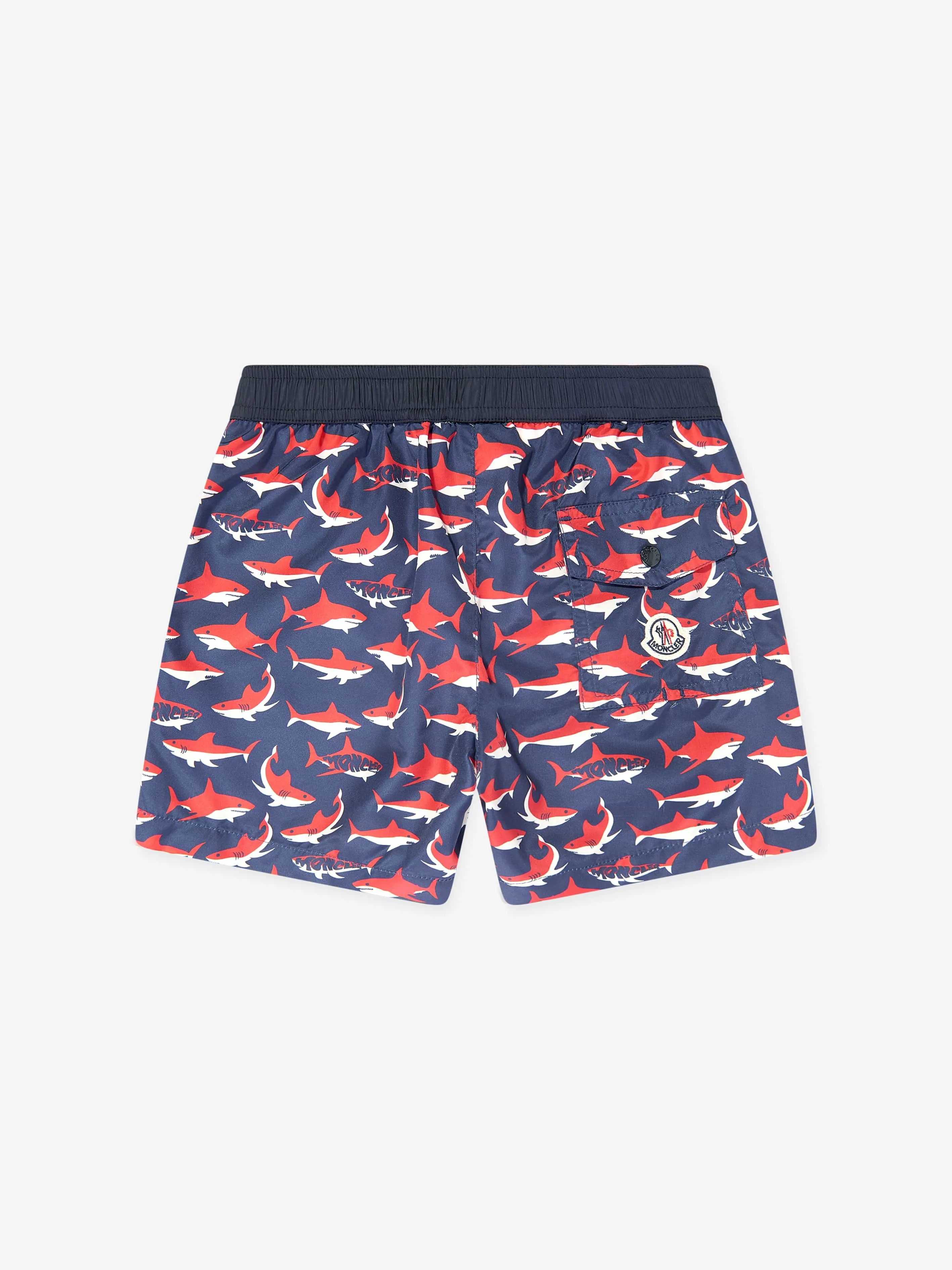 Boys Shark Print Swim Shorts in Blue