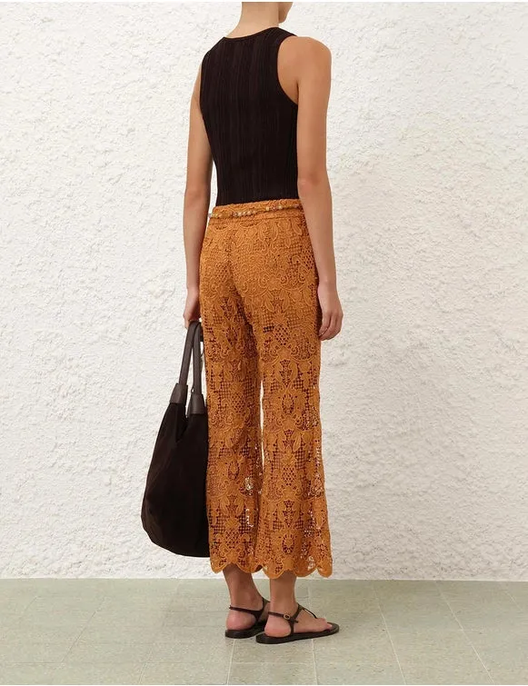 Coco Lace Flare Pant in Biscuit