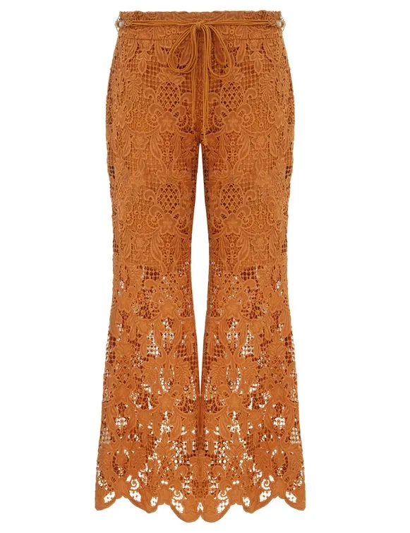 Coco Lace Flare Pant in Biscuit