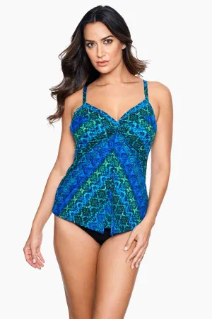 DD-Cup Love Knot Tankini Top in Ocean Ombre