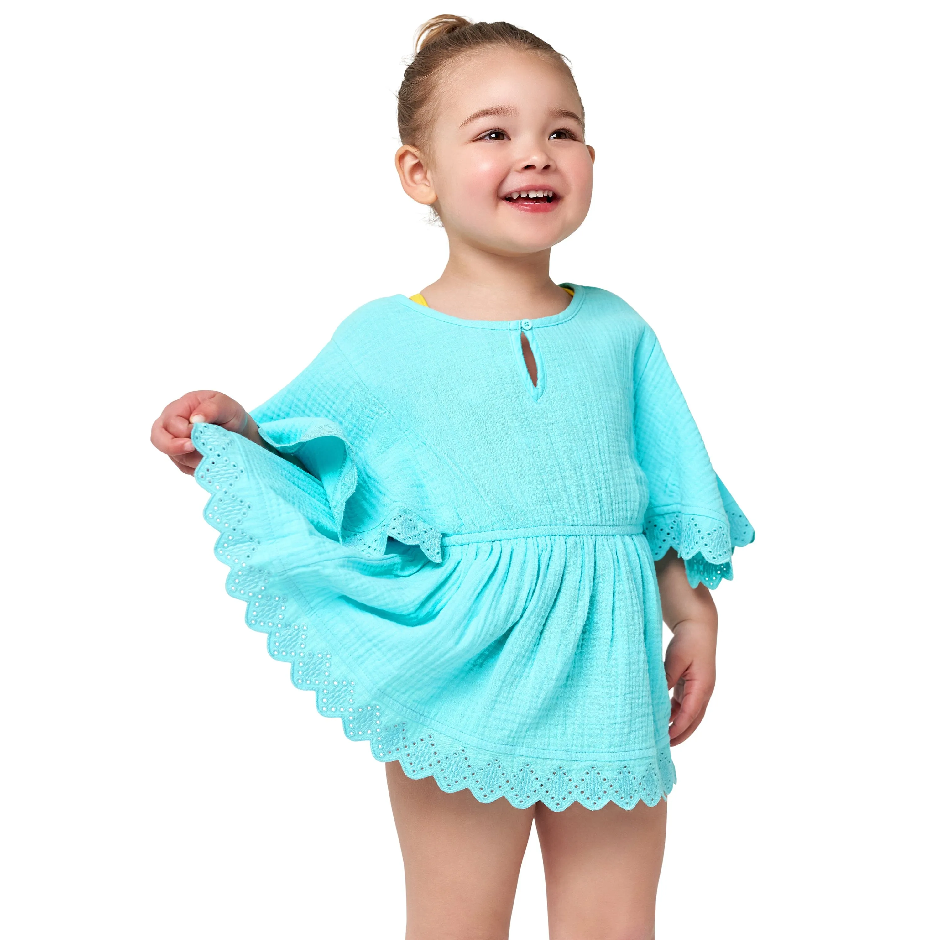 Embroidered Baby & Toddler Girls Aqua Gauze Kaftan Swim Coverup Gerber Childrenswea