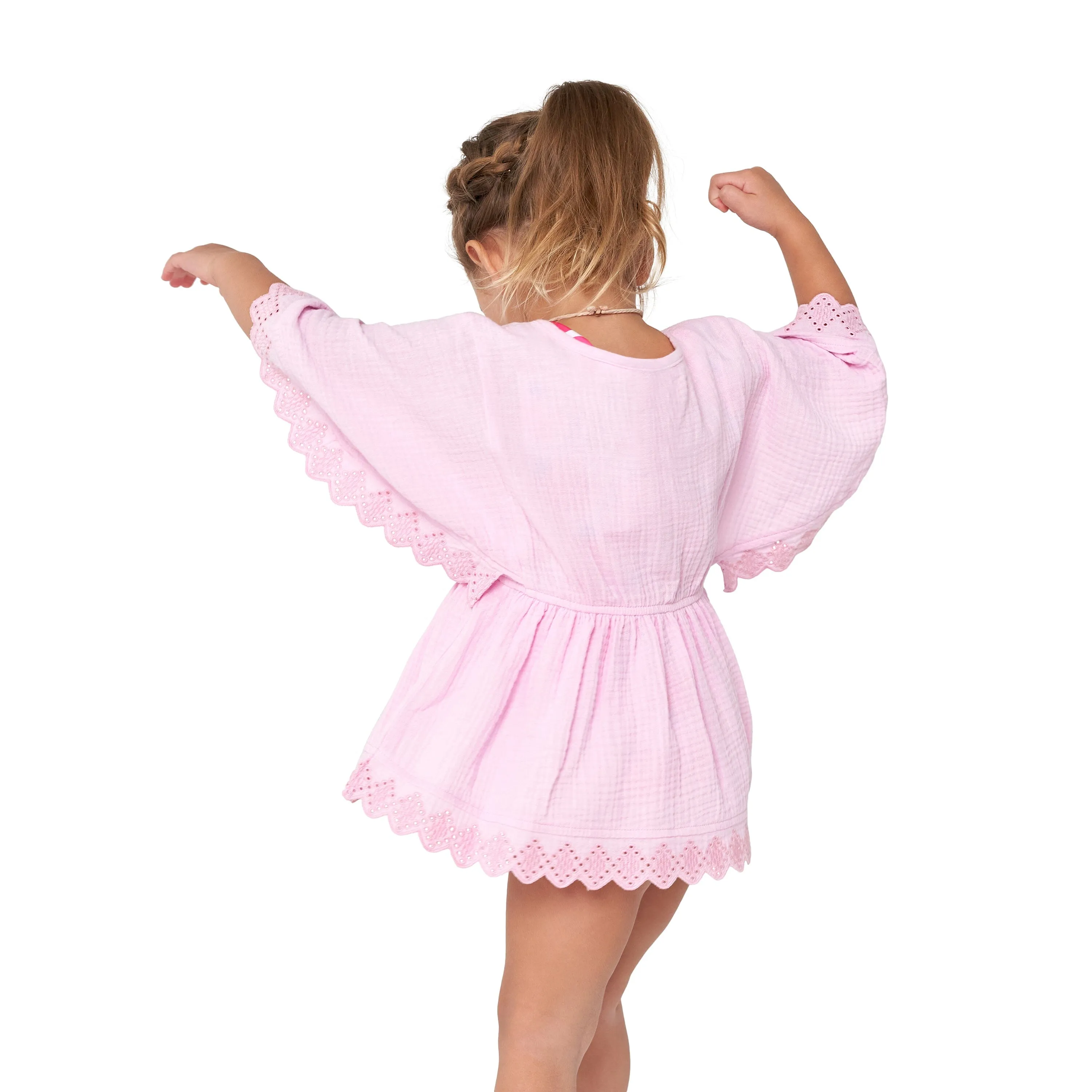 Embroidered Baby & Toddler Girls Light Pink Gauze Kaftan Swim Coverup Gerber Childrenswea