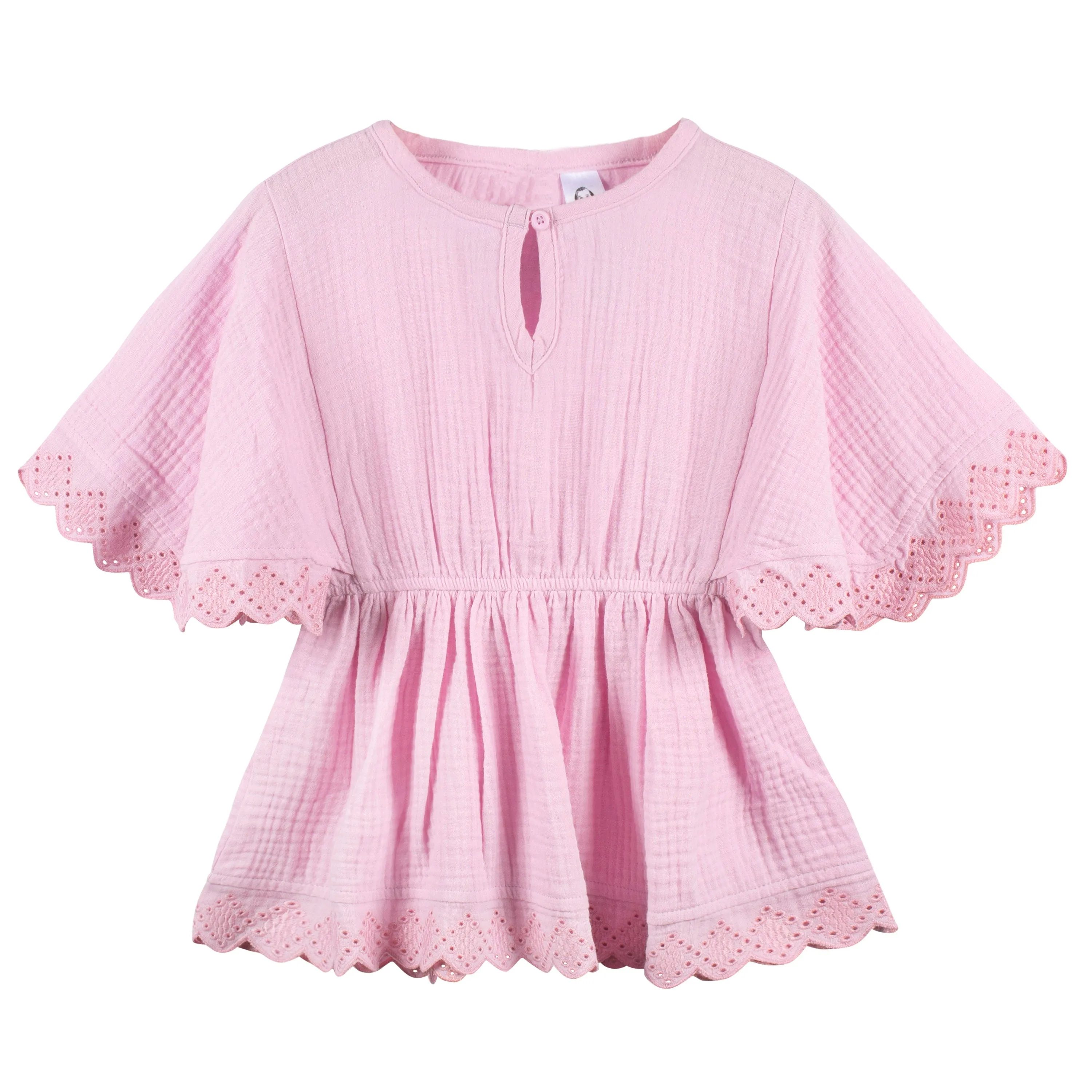 Embroidered Baby & Toddler Girls Light Pink Gauze Kaftan Swim Coverup Gerber Childrenswea