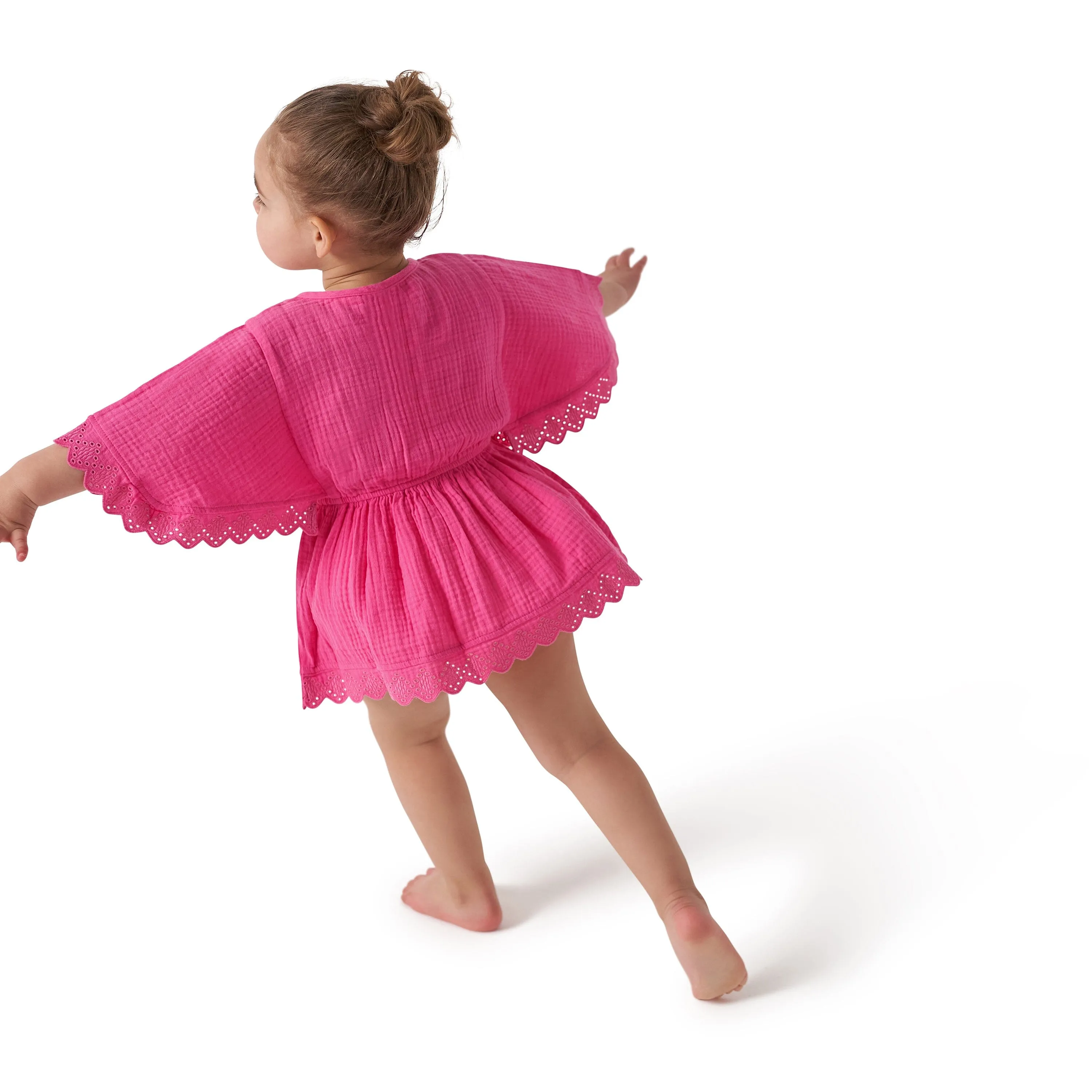 Embroidered Baby & Toddler Girls Pink Gauze Kaftan Swim Coverup Gerber Childrenswea