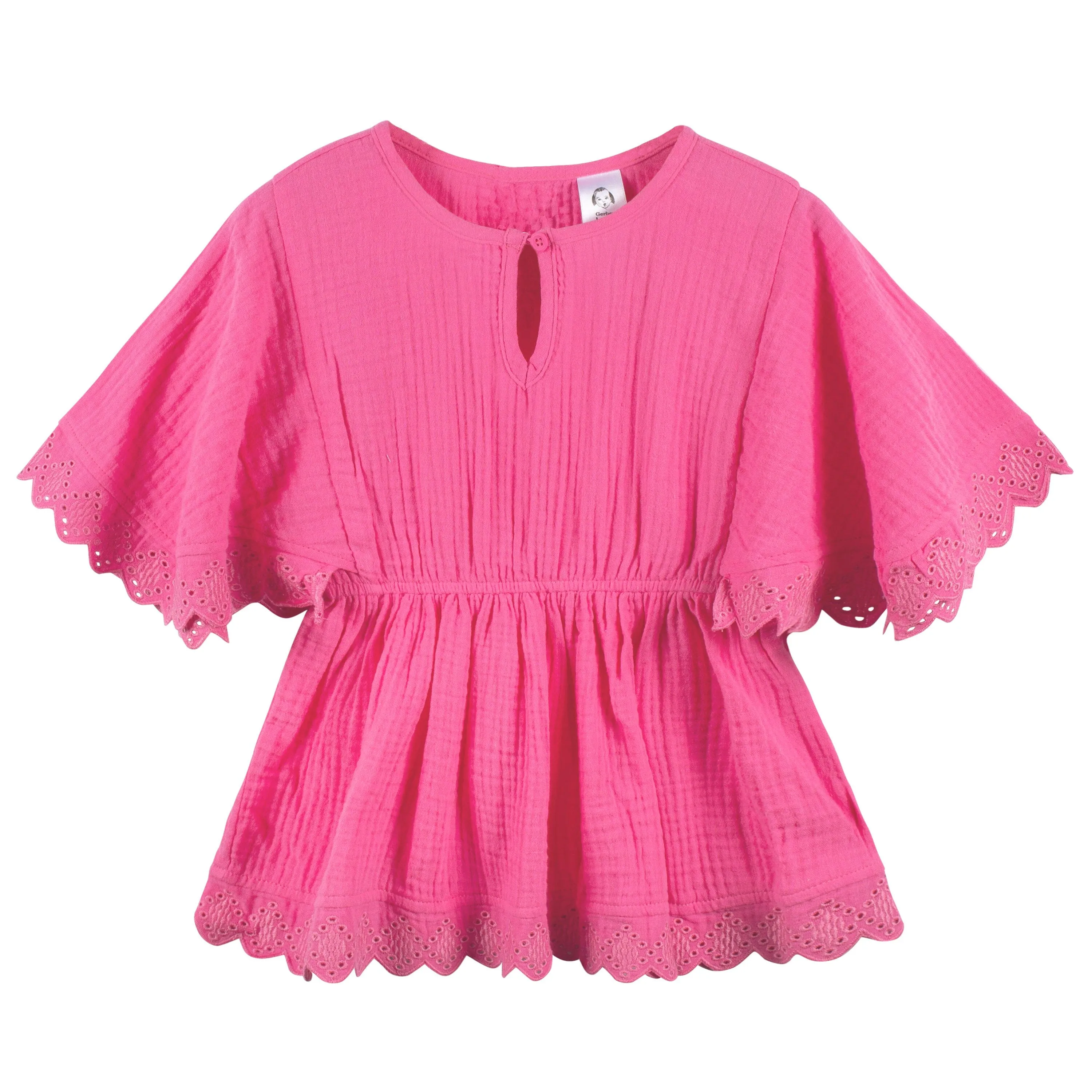 Embroidered Baby & Toddler Girls Pink Gauze Kaftan Swim Coverup Gerber Childrenswea