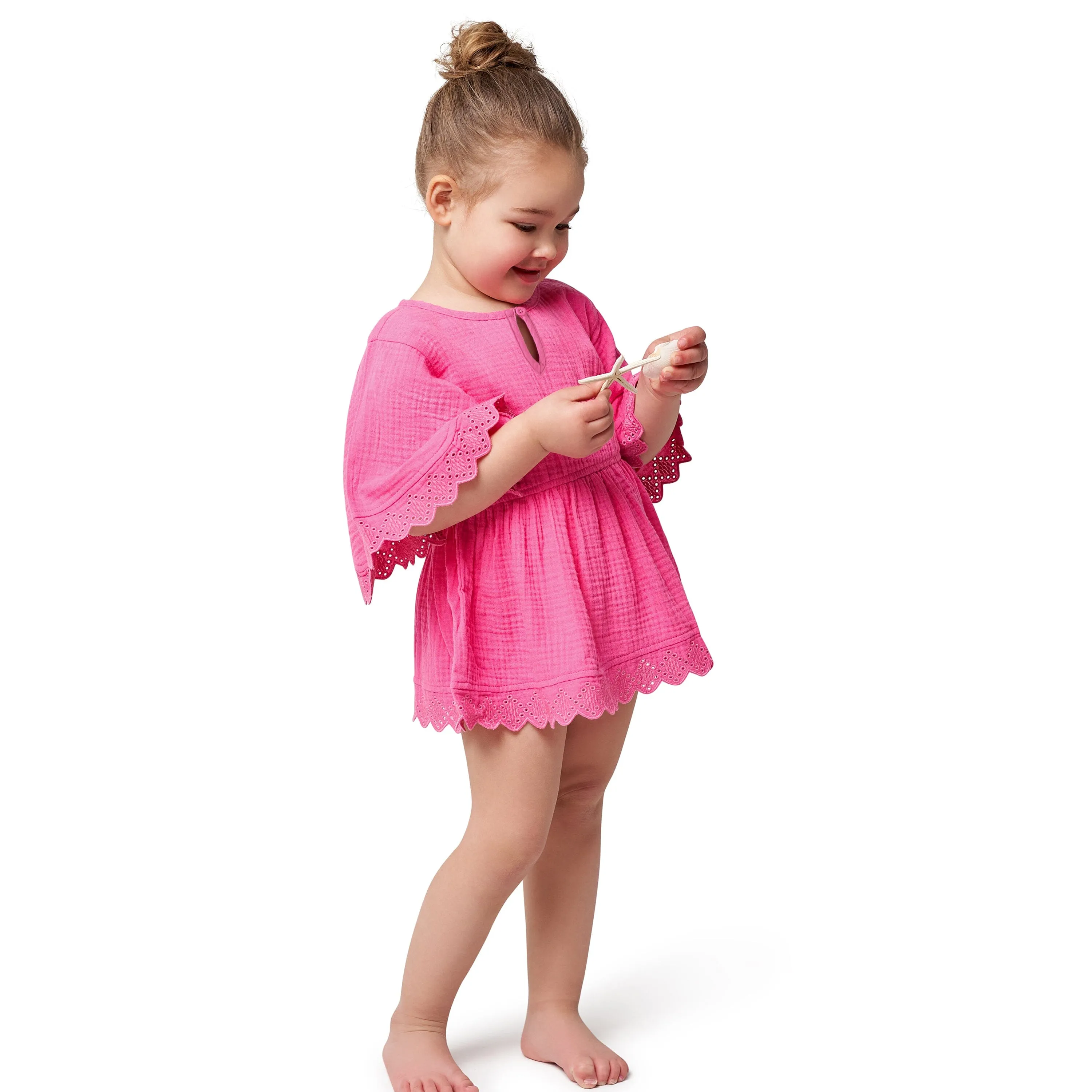 Embroidered Baby & Toddler Girls Pink Gauze Kaftan Swim Coverup Gerber Childrenswea