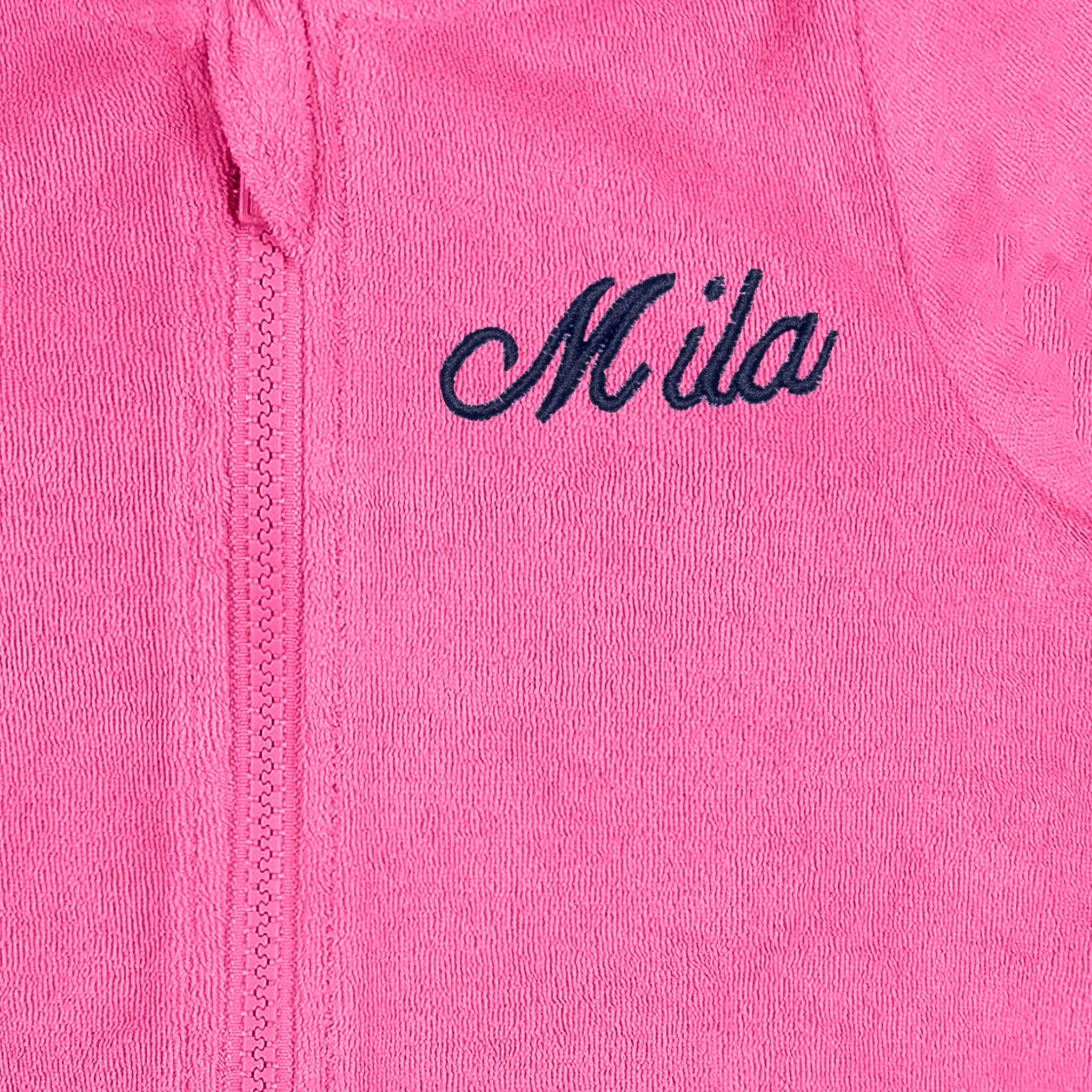 Embroidered Baby & Toddler Girls Pink Hooded Zip Front Terry Swim Coverup Gerber Childrenswea