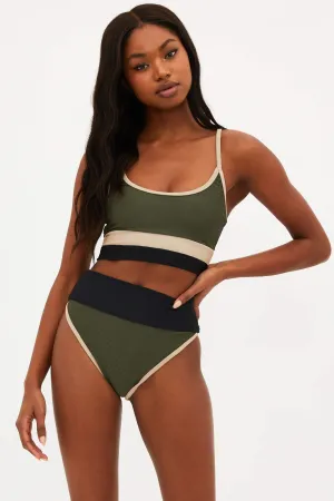 Eva Top Military Olive Colorblock Beach Riot