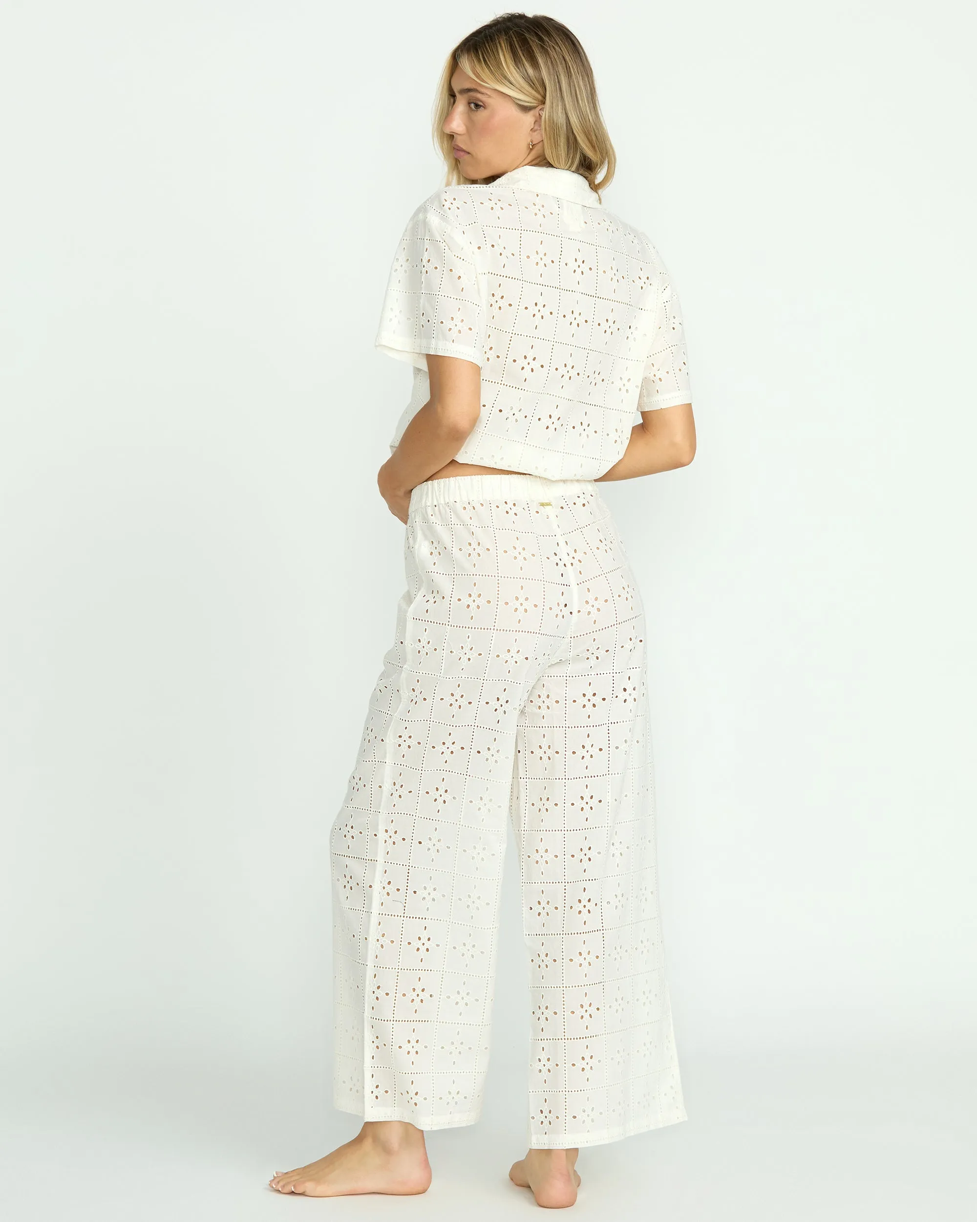 Eyelet Crush Beach Coverup Pants - Salt Crystal Billabong