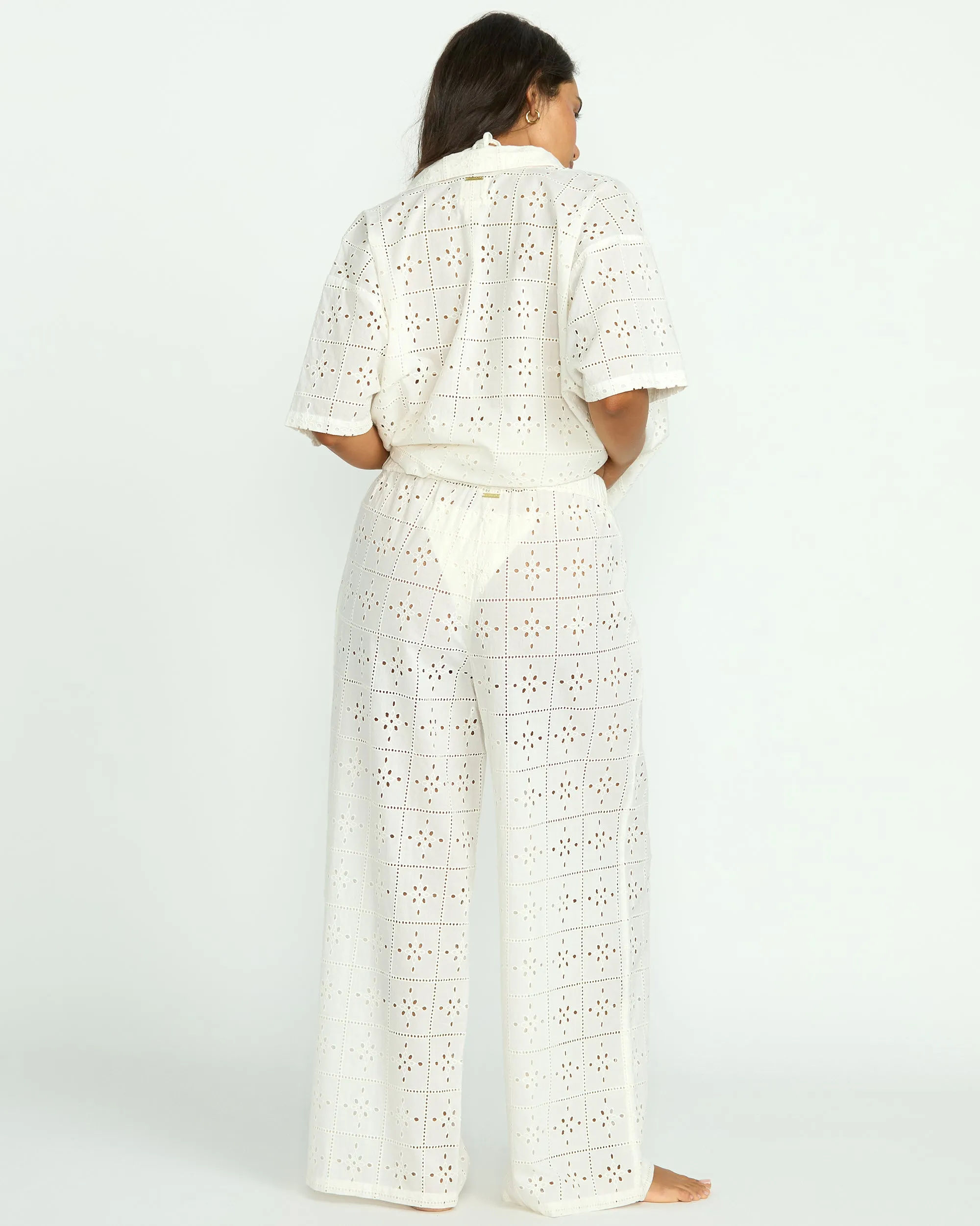 Eyelet Crush Beach Coverup Pants - Salt Crystal Billabong