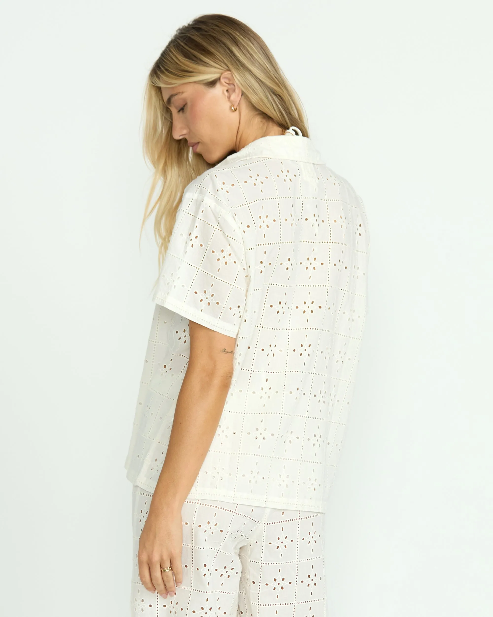Eyelet Crush Beach Coverup Top - Salt Crystal Billabong