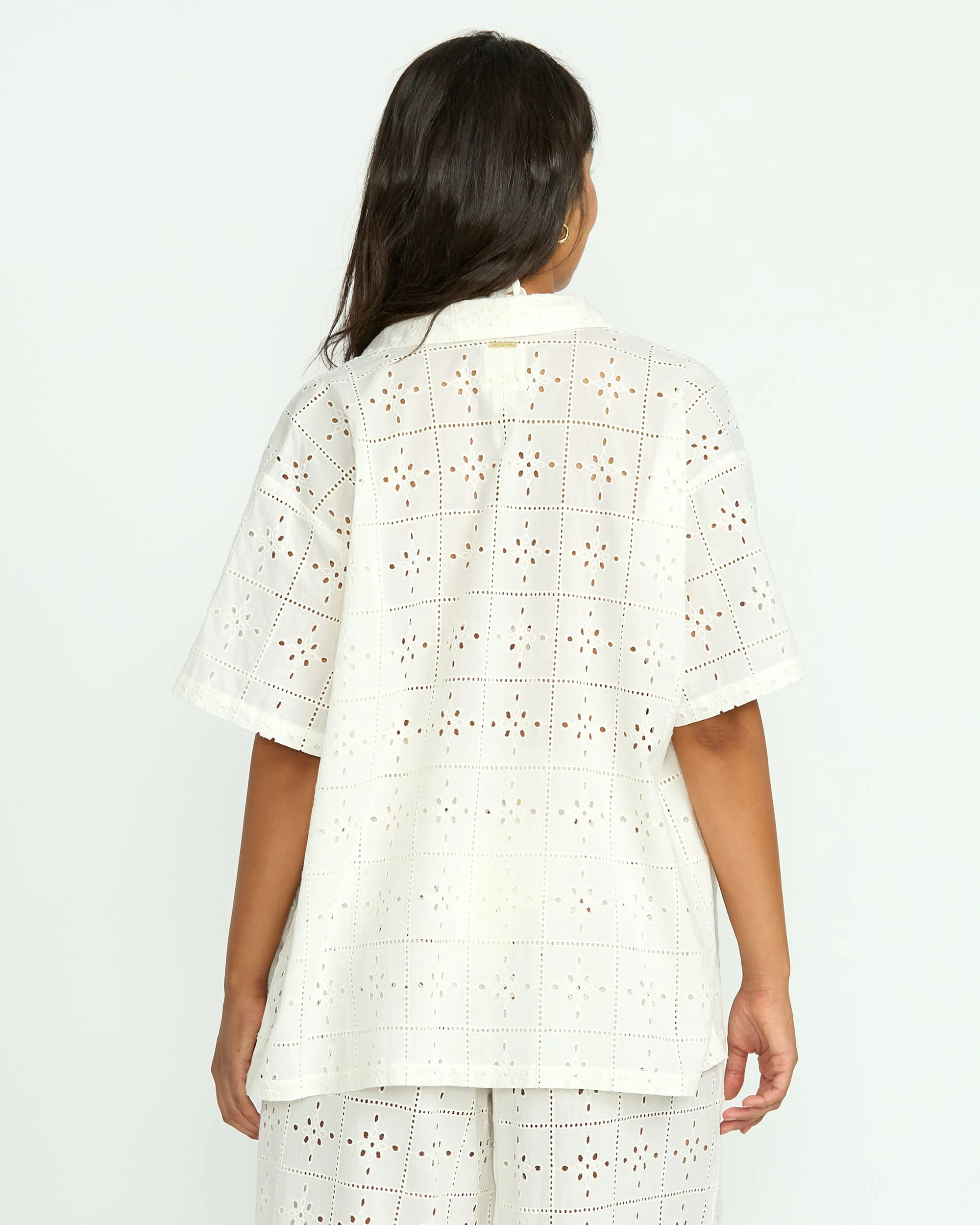 Eyelet Crush Beach Coverup Top - Salt Crystal Billabong