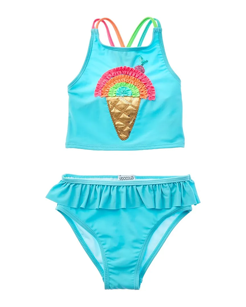 Flapdoodles Ice Cream Applique 2pc Swim Set