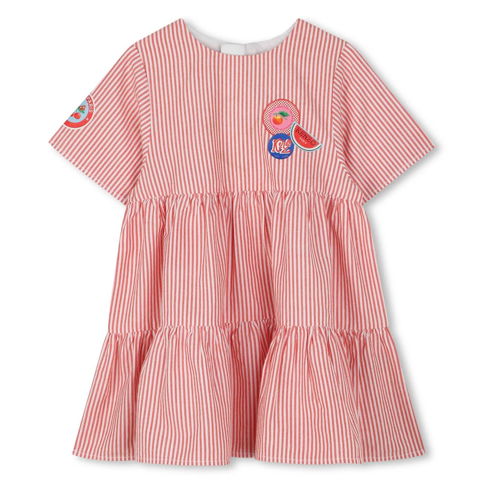 Fruit Sticker Red Stripes Baby Dress