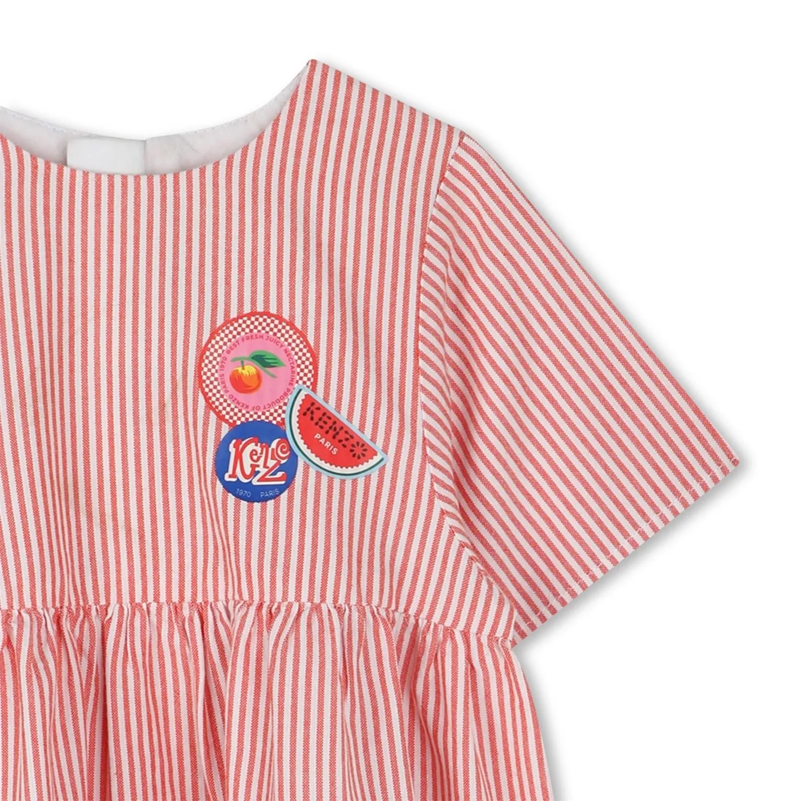 Fruit Sticker Red Stripes Baby Dress