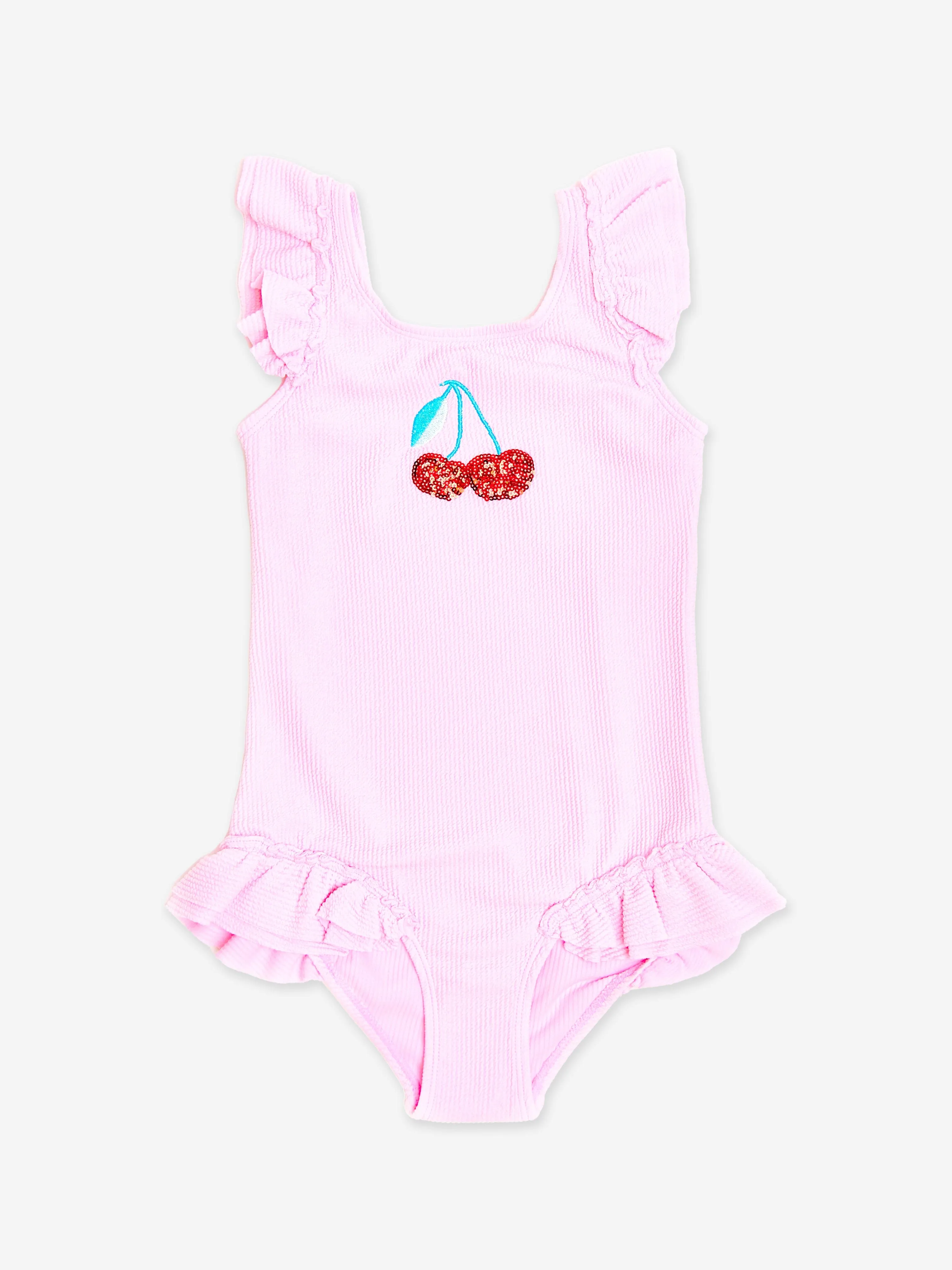 Girls Cherry Swimsuit in Pink (UPF50 )